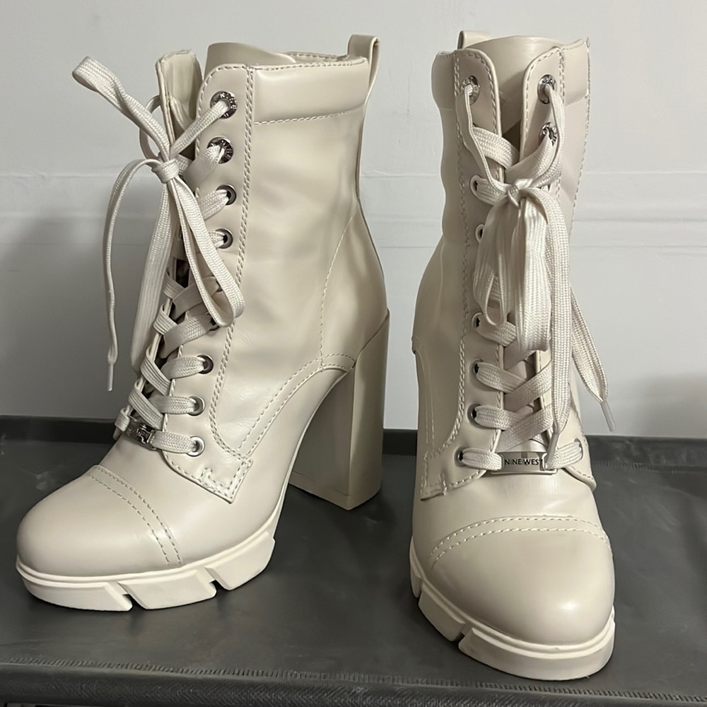 Nine West heeled off white boots